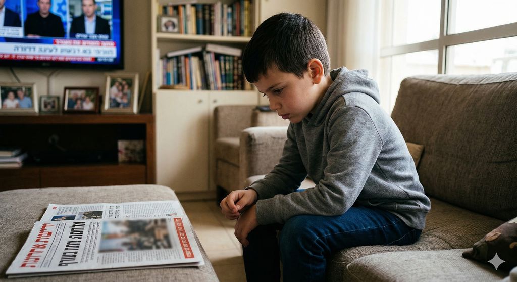 ילד קורא עיתון